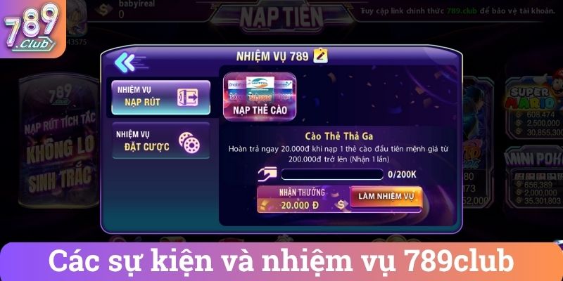 Các sự kiện và nhiệm vụ 789club