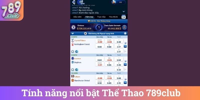 Tính năng nổi bật Thể Thao 789club